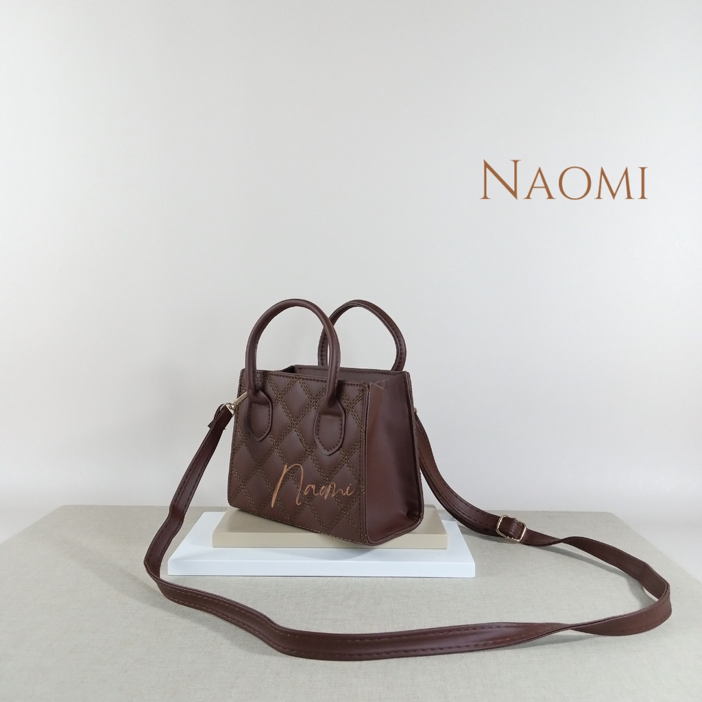 NAOMI - Martha Adelia Sling Bag Import - Tas Fashion Wanita - Tas Kulit Wanita - Tas Fashion Selempang - Tali Panjang - Long Strap Cantik - Square Handbag - Sling Bag Wanita - Tas Wanita - Tas Naomi - Naomi Bag