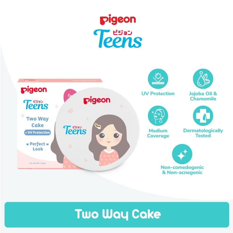 PIGEON Teens Two Way Cake 14Gr Bedak Padat Mengandung Foudation | Pigeon TWC Pink