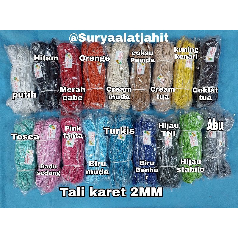 Tali karet bulat 2MM 1bks +/-20Y =rp.11.000/bks