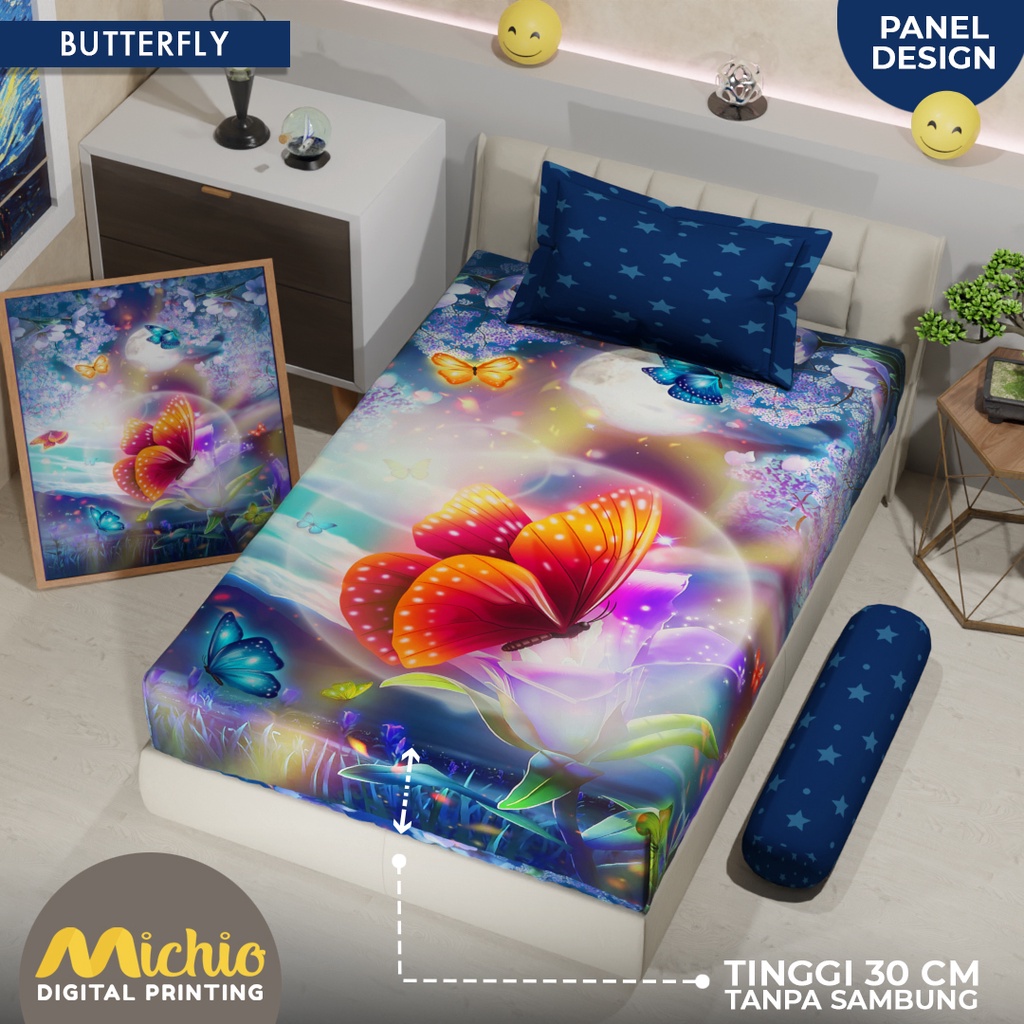 SS Sprei MICHIO ukuran 120 120x200x30 Single Size 120x200 Tinggi 30 cm mix motif Printing