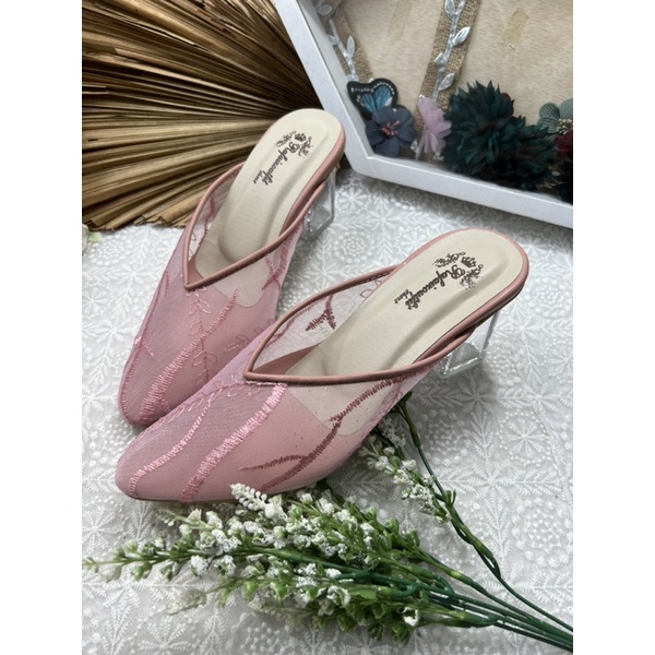 sepatu wanita johana dustypink 7cm kaca