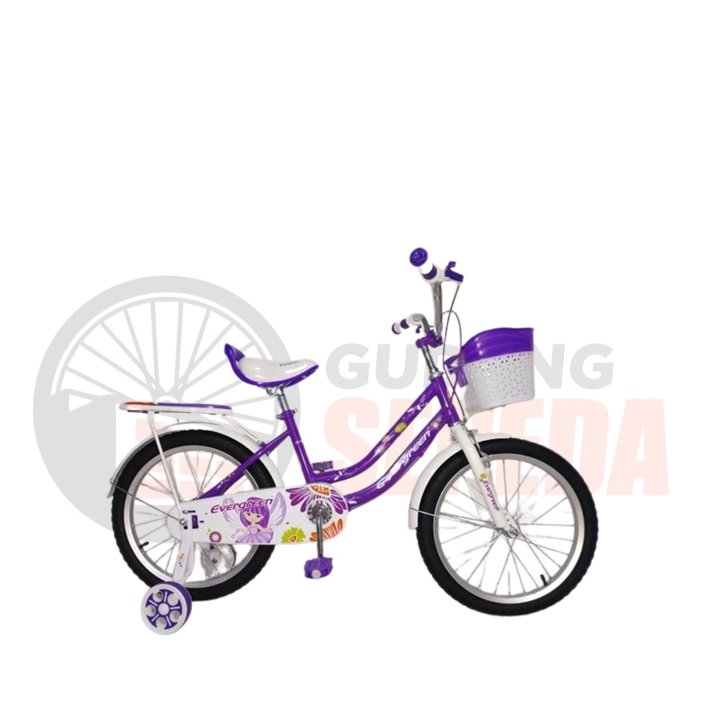 Sepeda Anak Evergreen Daisy 18 inch Perempuan Cewek New Kredit Bergaransi Cicilan COD,Cicil SNI-Purple