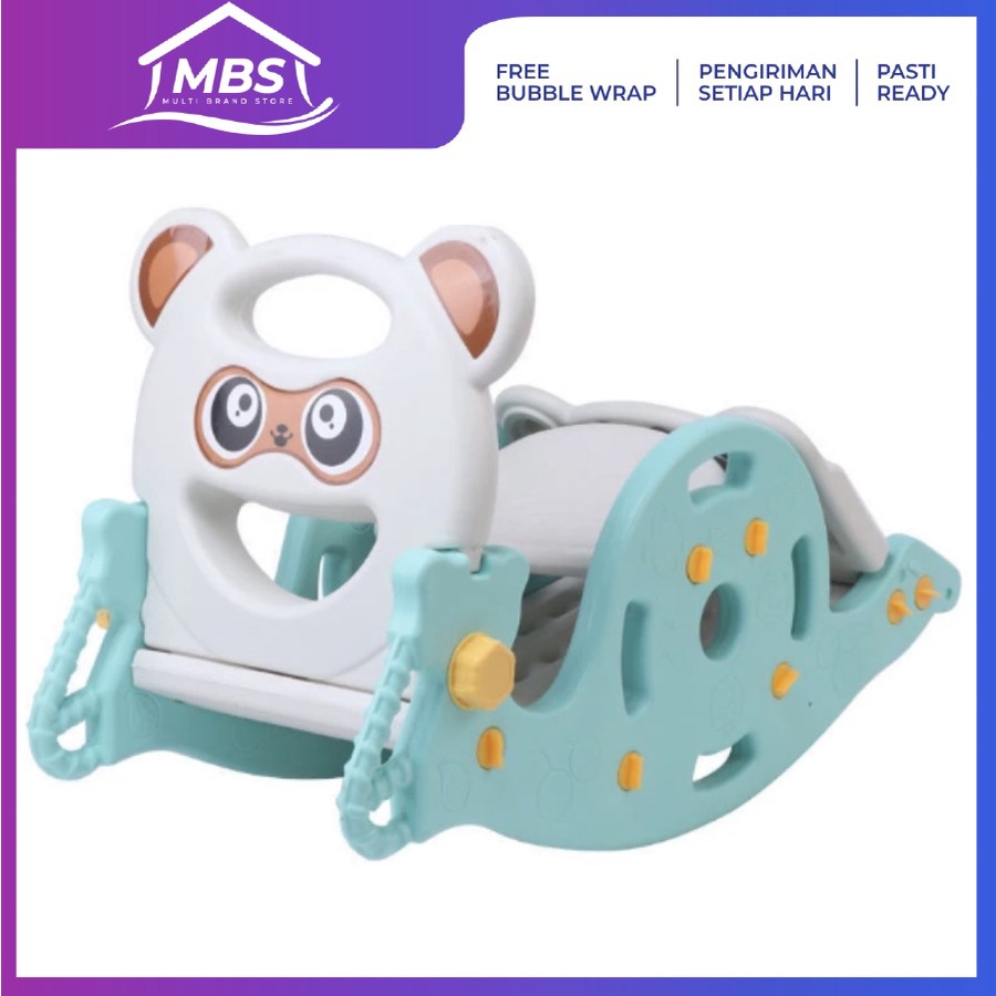 Mainan Anak 3 IN 1 Prosotan Jungkat Jungkit Kuda Goyang Ring Basket PEROSOTAN PANDA SLIDE