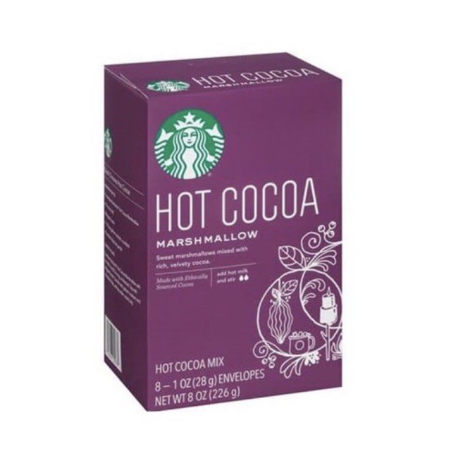 

STARBUCKS Hot Cocoa Marshmallow Box 8's x 28g isi 8 Sachet Minuman coklat cokelat