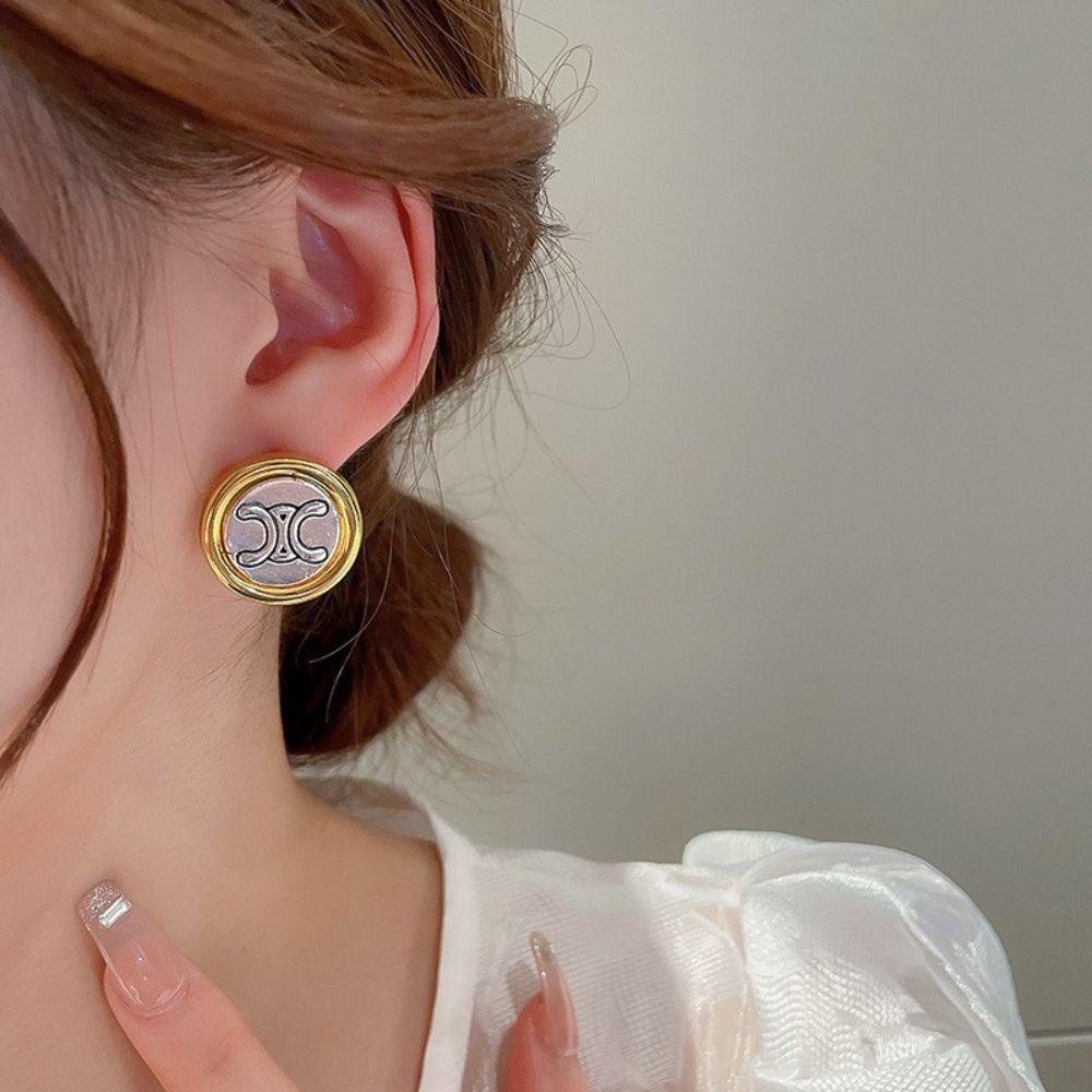 Mxbeauty Anting Tusuk Wanita Gadis Vintage Bulat Geometris Metal Piercing Ear Stud