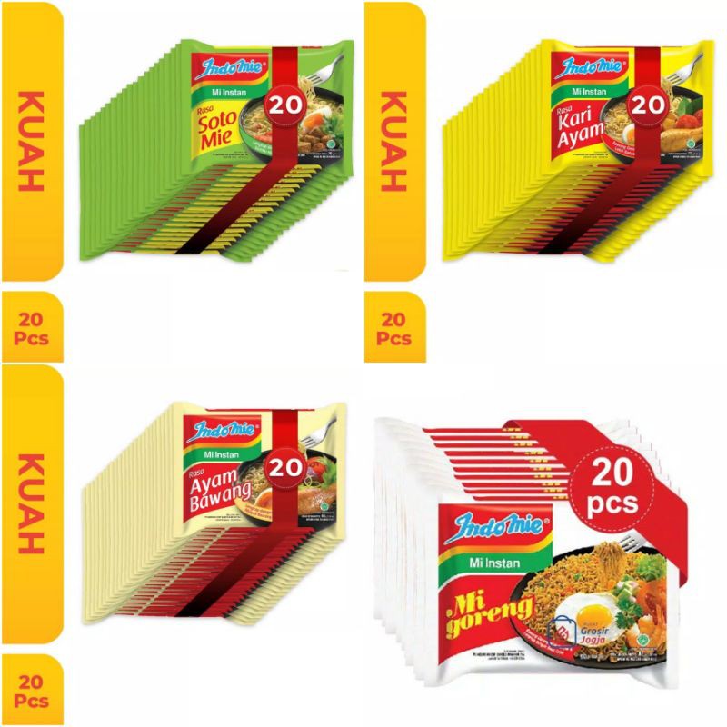 

Indomie Goreng 85gr -Soto/ Kari Ayam/Ayam Geprek isi 20Pcs