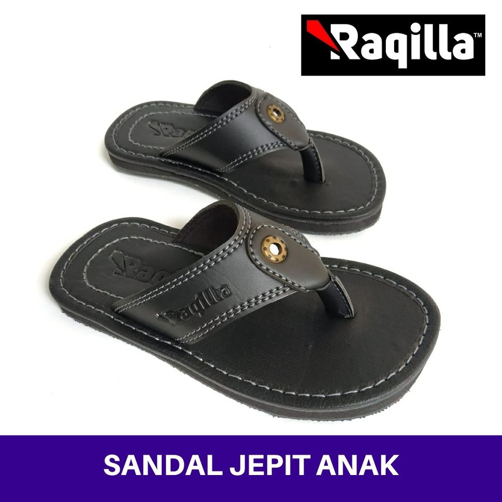 Sandal Jepit Kasual Anak Pria Bahan Kulit Sintetis merk Raqilla selipar anak kulit sintetis