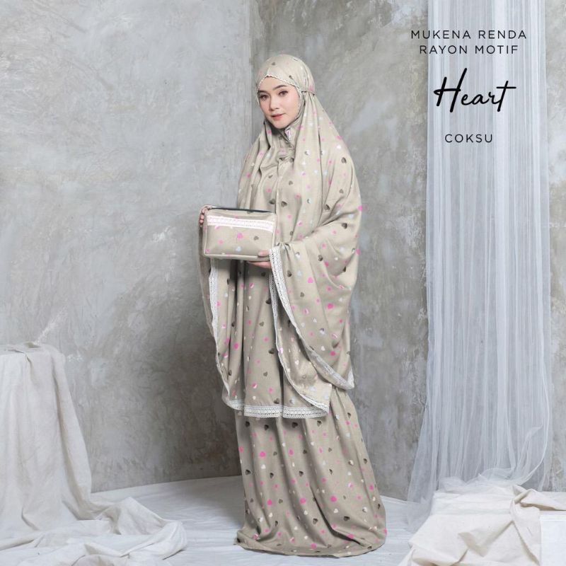 Mukena Rayon Dewasa Renda Motif Heart