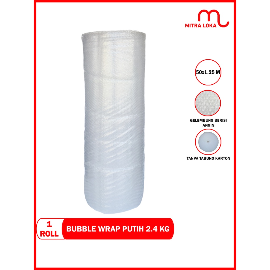 

Mitra Loka Bubble Wrap Roll 125cm x 50m Hitam Bening Plastik Pembungkus