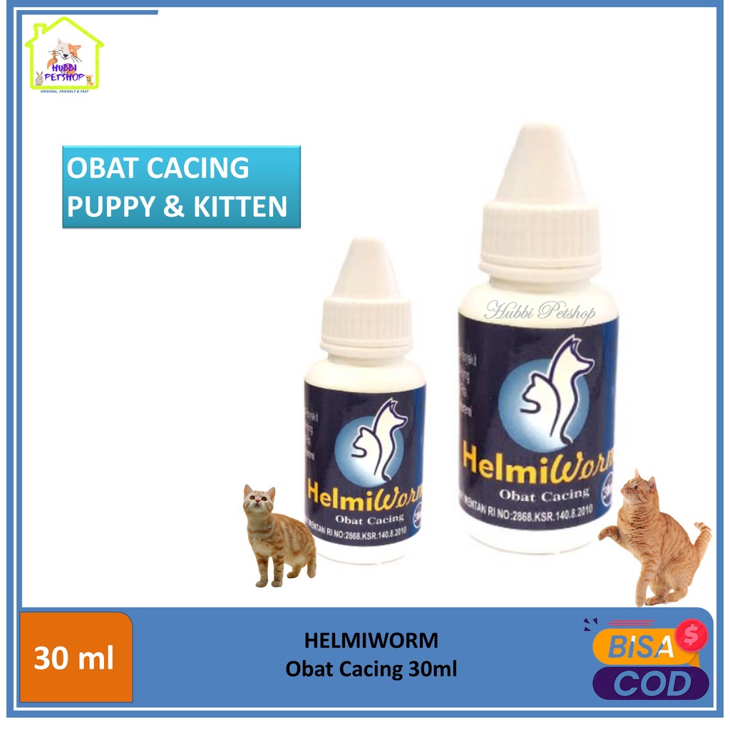 Obat Cacing Kucing Kitten HELMIWORM - Obat Cacing Kucing Kitten Anak Anjing Puppy 30ml