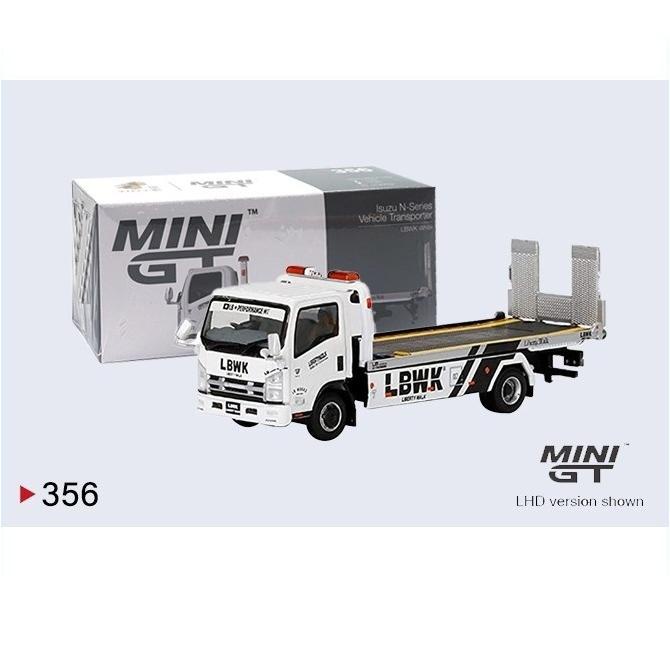 MINIGT 356 ISUZU N-SERIES VEHICLE TRANSPORTER LBWK WHITE MGT DIECAST