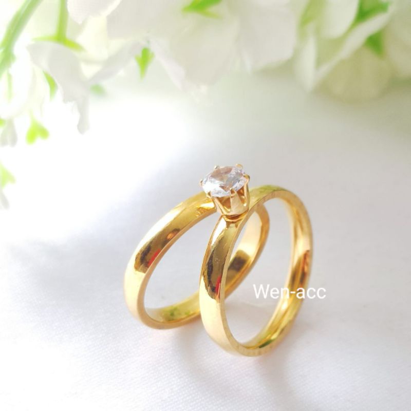 Cincin Couple Pasangan Cincin Nikah/Cincin Tunangan Pria dan Wanita Bahan Titanium