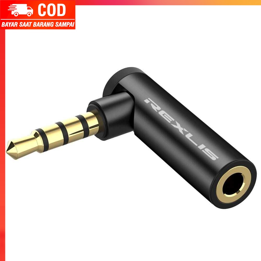 (100% BARANG ORI) REXLIS Rexlis Audio Adapter 3.5mm Male to Female 90 Degree - RBS35