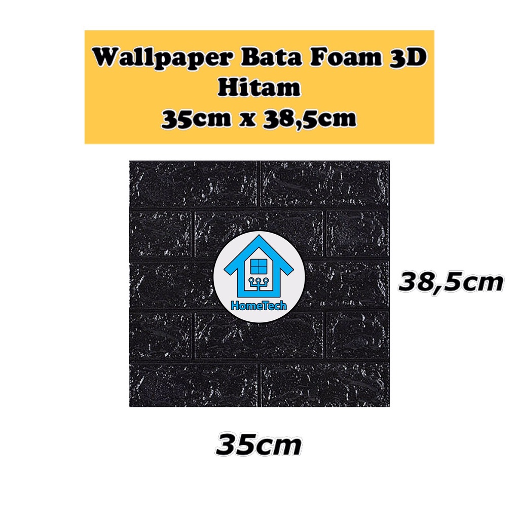 HT Wallpaper Sticker Foam Bata 3D Hitam Premium Wall Paper Stiker Dinding-35cm x 38,5cm