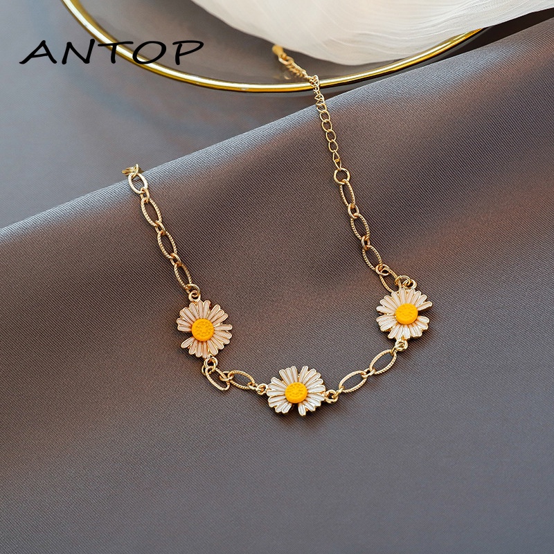 Fashion Daisy Tassel Necklace Small Daisy Bracelet Korea Fresh Gold Bracelet Gold Necklace ANTOP