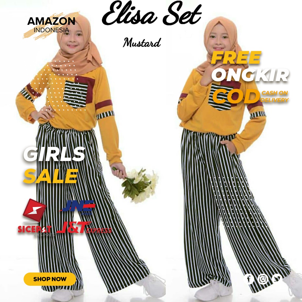 SETELAN PAKAIAN ANAK PEREMPUAN BAJU LENGAN PANJANG WARNA KUNING CELANA KULOT BAHAN KAIN BABYTERRY ORIGINAL