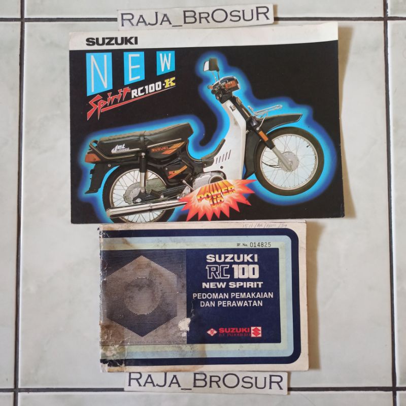 Buku pedoman pemakaian dan perawatan/Manual book + Poster brosur katalog leaflet Suzuki RC100 New Sp