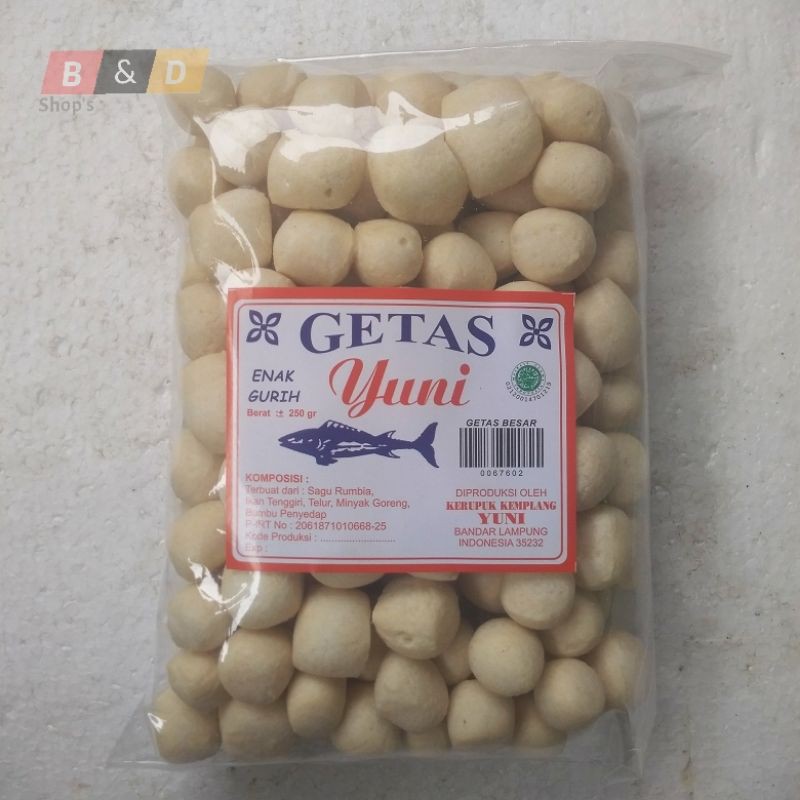 

YUNI. Getas Garing Renyah Rasa Ikan Khas Lampung Netto 250 Gram.