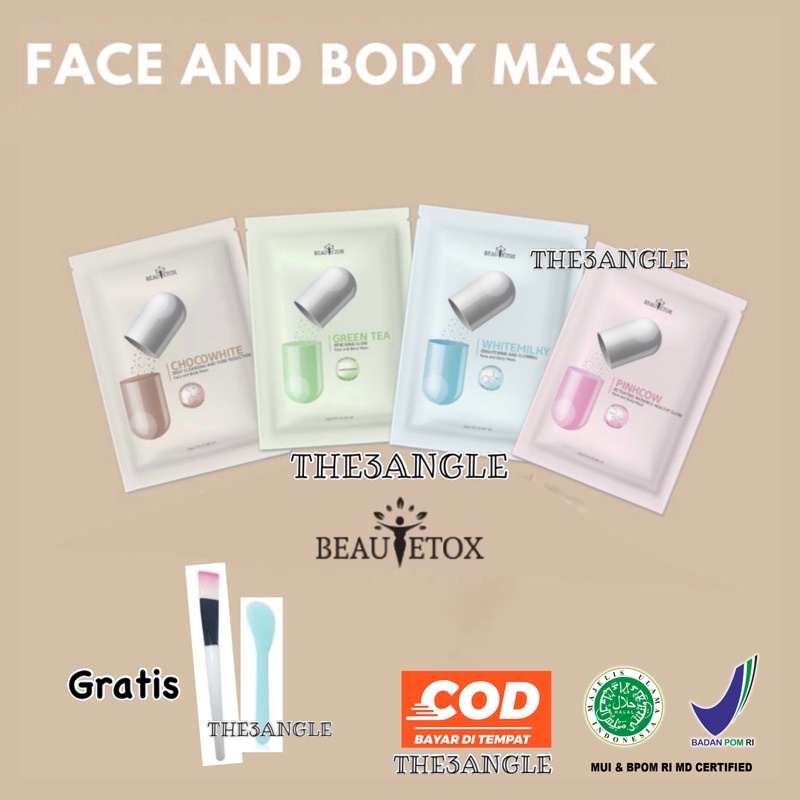 (FREE GIFT) MASKER ORGANIK BEAUTETOX the3angle SKINSUPERSTAR Chocowhite pinkcow whitemilky greentea