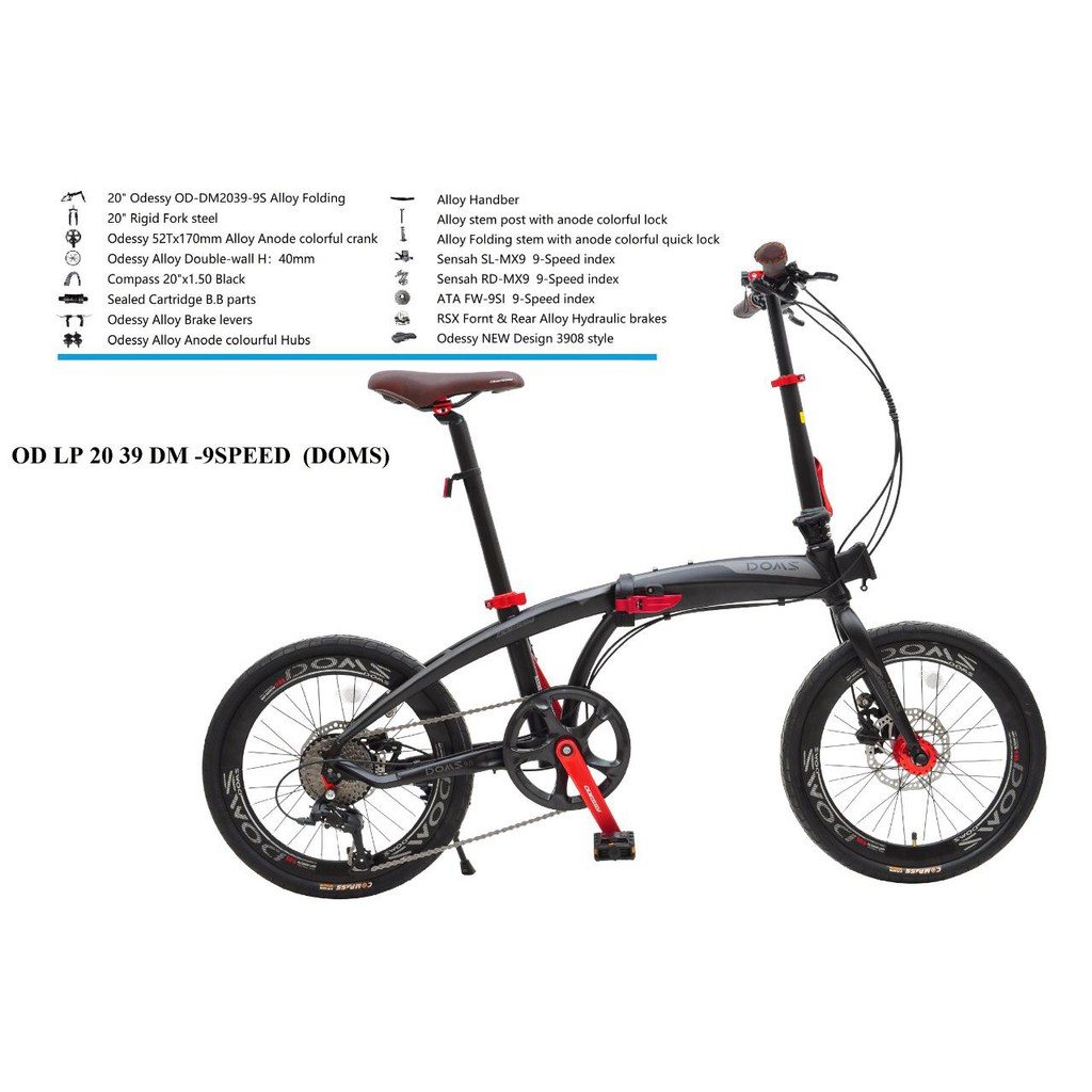 Sepeda Lipat  Folding Bike 20 Odessy Doms 9 Speed