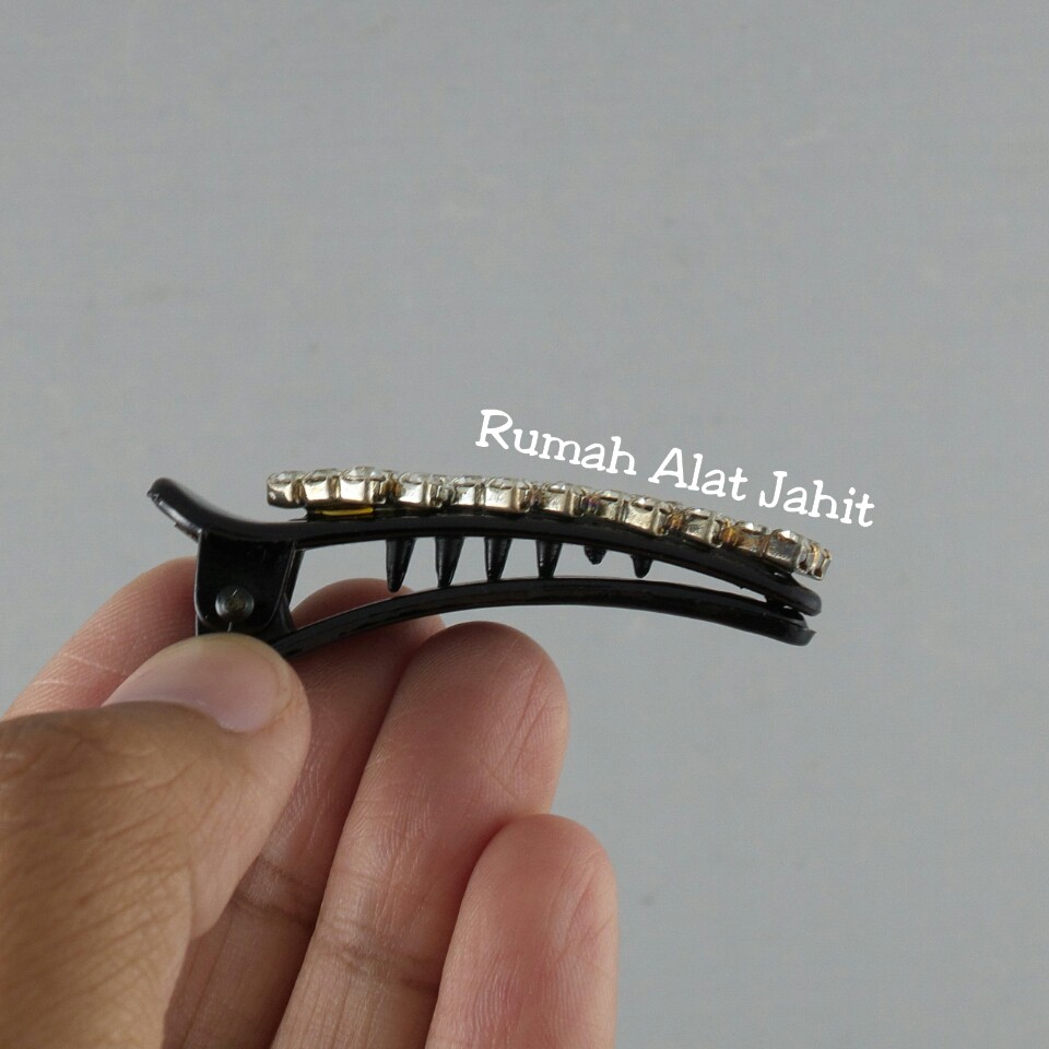 Jepit Rambut / Hair Clip Permata Baris Segi Empat Zig-Zag 4.5cm (sepasang)