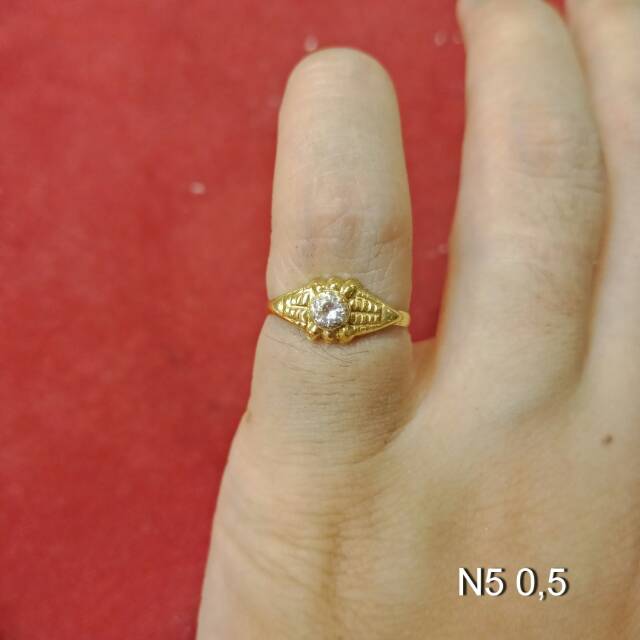 Cincin No 5 anak dan dewasa emas asli kadar 700 70% 22 1 satu gram merica anak bintang mickey cowok cewek permata