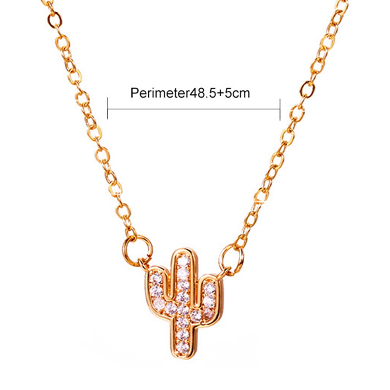 Creative Short Cactus Pendant Necklace For Women Simple Imitation Zircon Clavicle Chain Fashion Jewelry Accessories