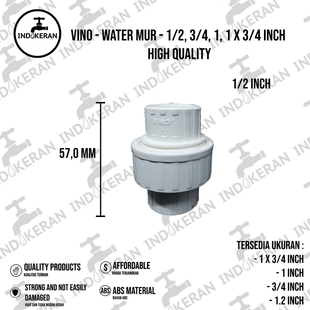 VINO - Water Mur - 1/2, 3/4, 1, 1 x 3/4 Inch - High Quality