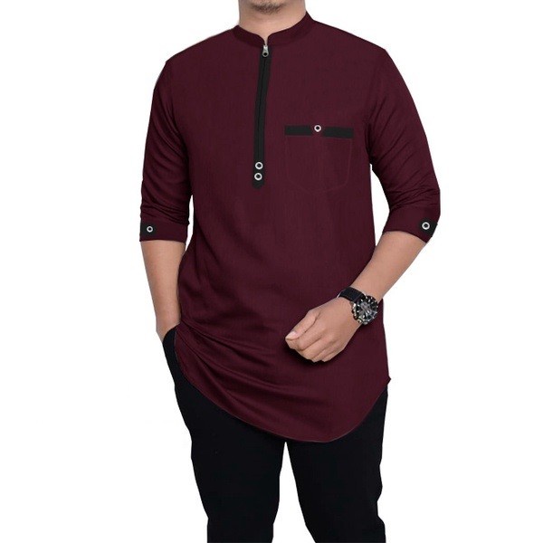 Baju Koko Qurta Pria Baju Koko Pria 3/4 Kurta Pria Jumbo Adem XXXL - Putih, S