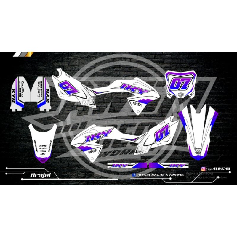 decal klx bf putih ungu terbaru