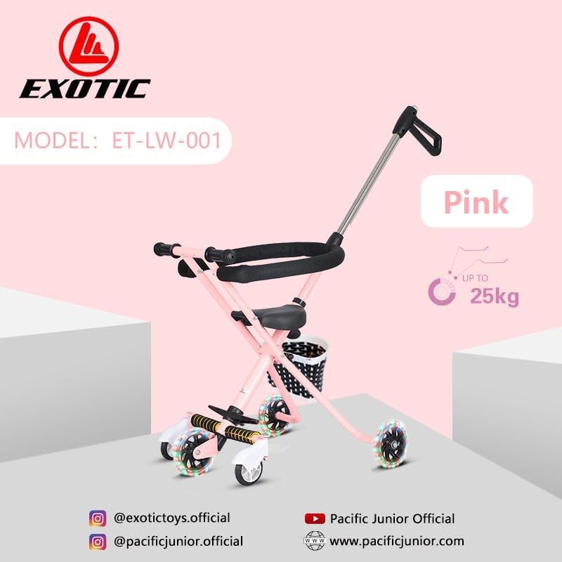 Stroler Anak Bayi Balita Kursi Dorong Micro Stroller Trike Exotic ET LW001 Roda 5 Lipat Garansi SNI-1