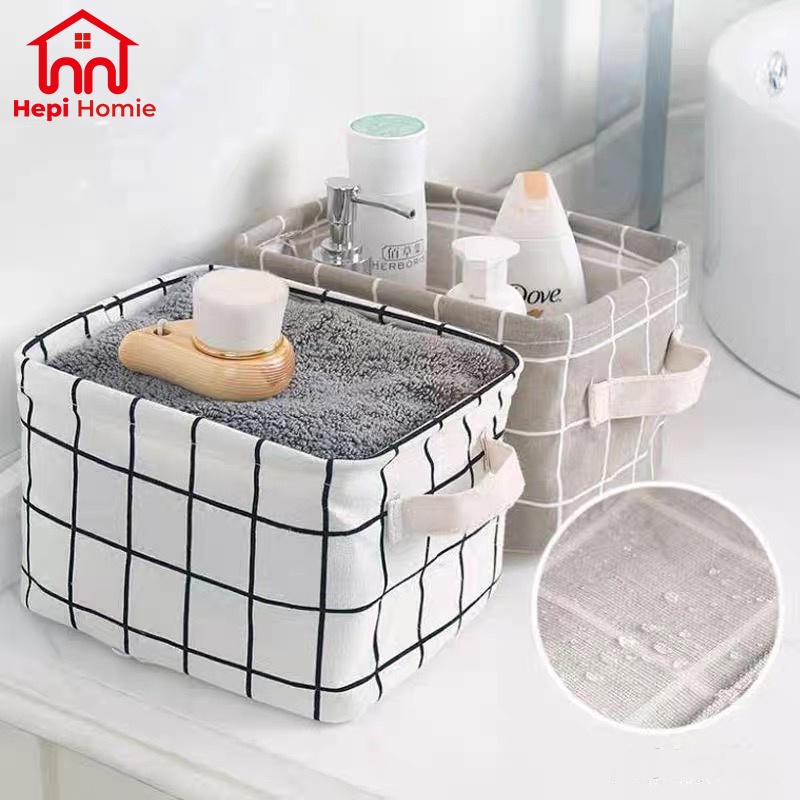 [HH] KERANJANG KAIN MINI PEGANGAN / STORAGE BOX TEMPAT PENYIMPANAN BARANG LIPAT SERBAGUNA