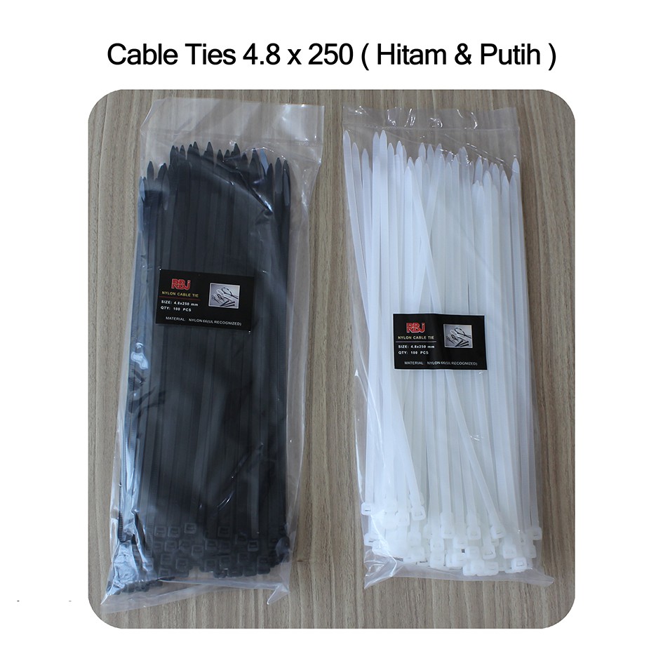 Kabel Ties RBJ / Cable Ties 4,8 x 250mm Hitam & Putih