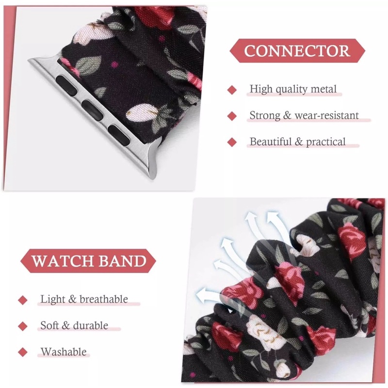 Strap Scrunchie Korea Apple Watch Series 8 7 6 5 4 3 2 1 SE iWatch 38mm 42mm 40mm 44mm 41mm 45mm