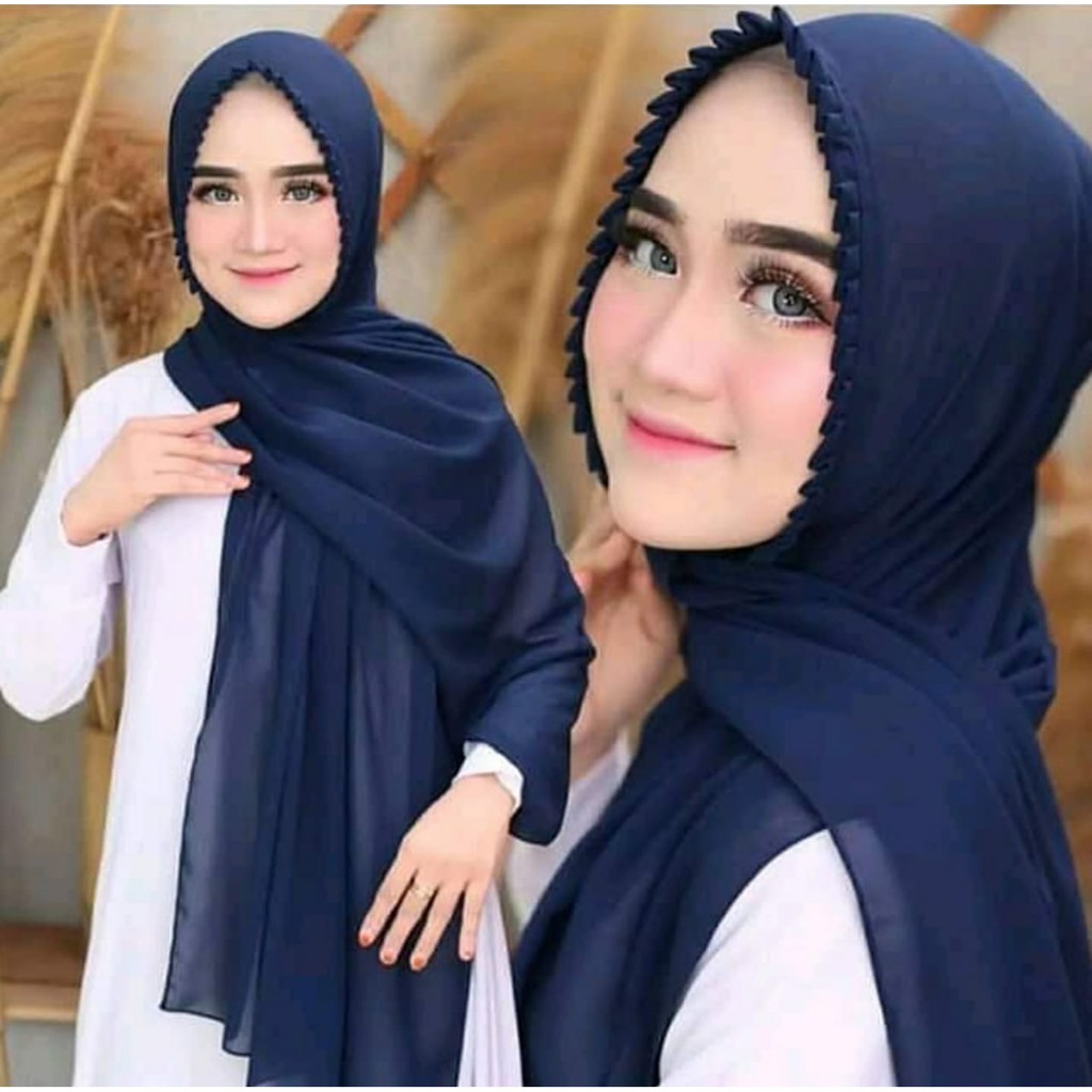 jilbab pashmina BABYDOLL tali renda bunga Ori payet mutiara lipit