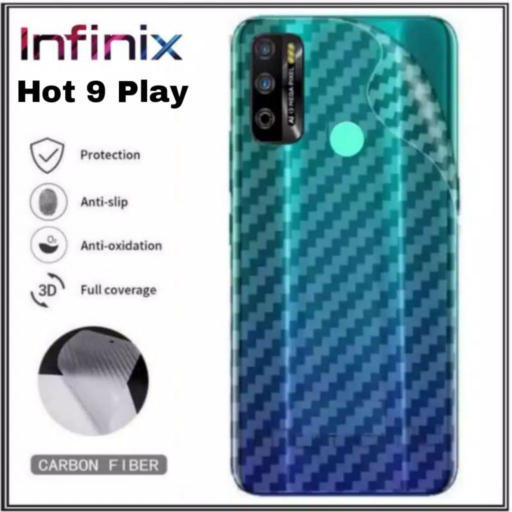 Garskin Infinix Hot 11 / Hot 11s / Hot 9 Play Skin Carbon Belakang Handphone
