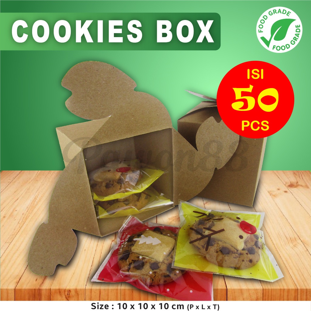 

Box Cookies-Kotak Cookies-Dus Kue Cookies KRAFT COKLAT -10x10x10 cm (50 pcs)