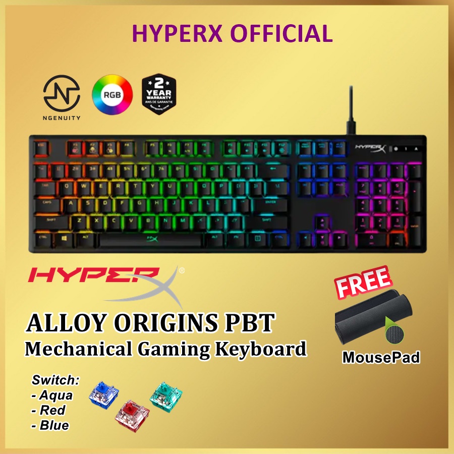 HyperX Alloy Origins PBT Keycaps Fullsize Mechanical Gaming Keyboard