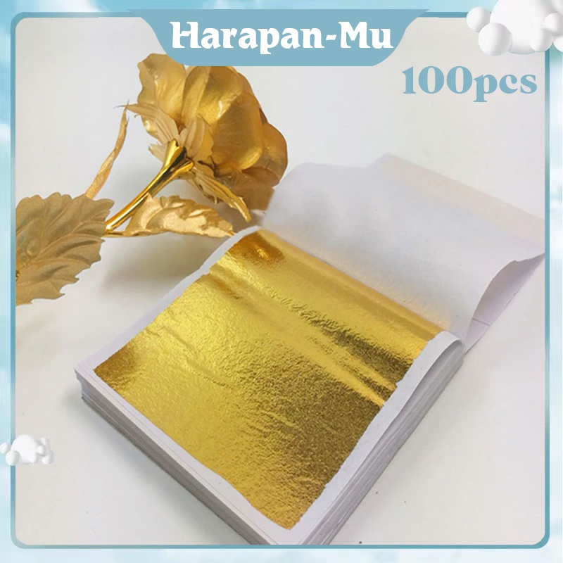 

100 Sheets Kertas Foil Emas Gold Foil Sheet Kertasprada Sepuhan Sepuh Gold Foil Leaf Gilding