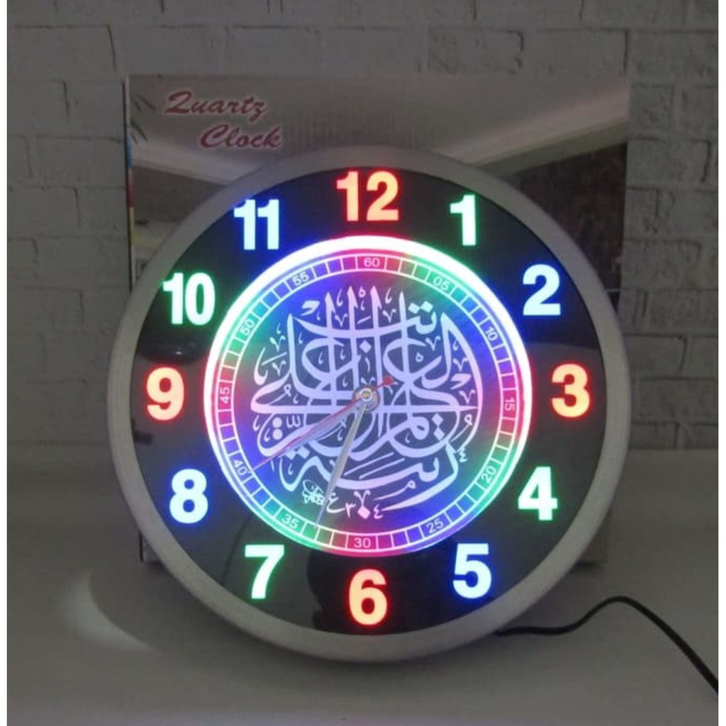 Jam Dinding Kaligrafi LED Digital - CHARGE ATAU BATTERAY / BISA NYALA