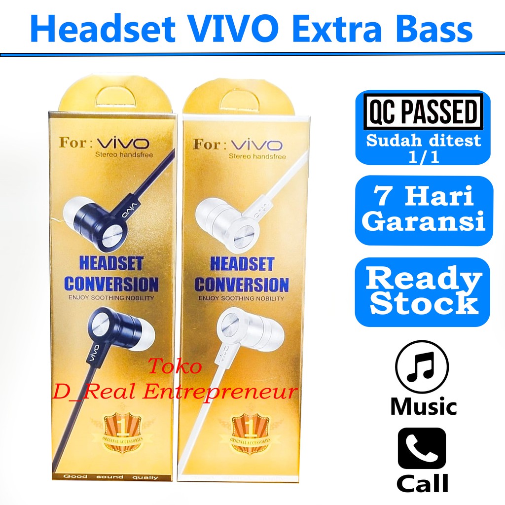 Vivo Headset Extra Bass Karet Wired Earphone