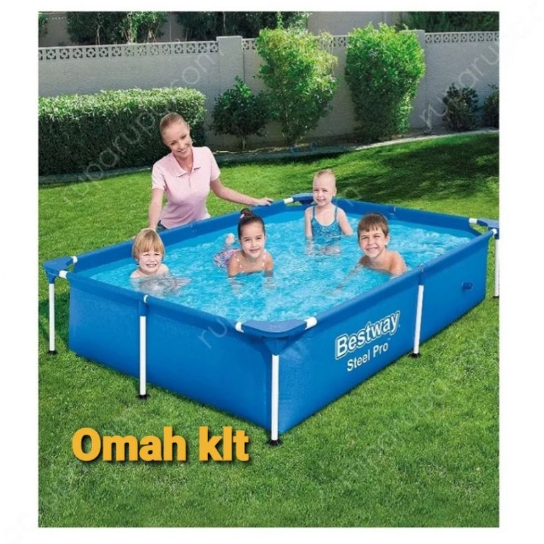 BESTWAY KOLAM RENANG ANAK RECTANGULER POOL FRAME TANPA POMPA 2.2X1.2M