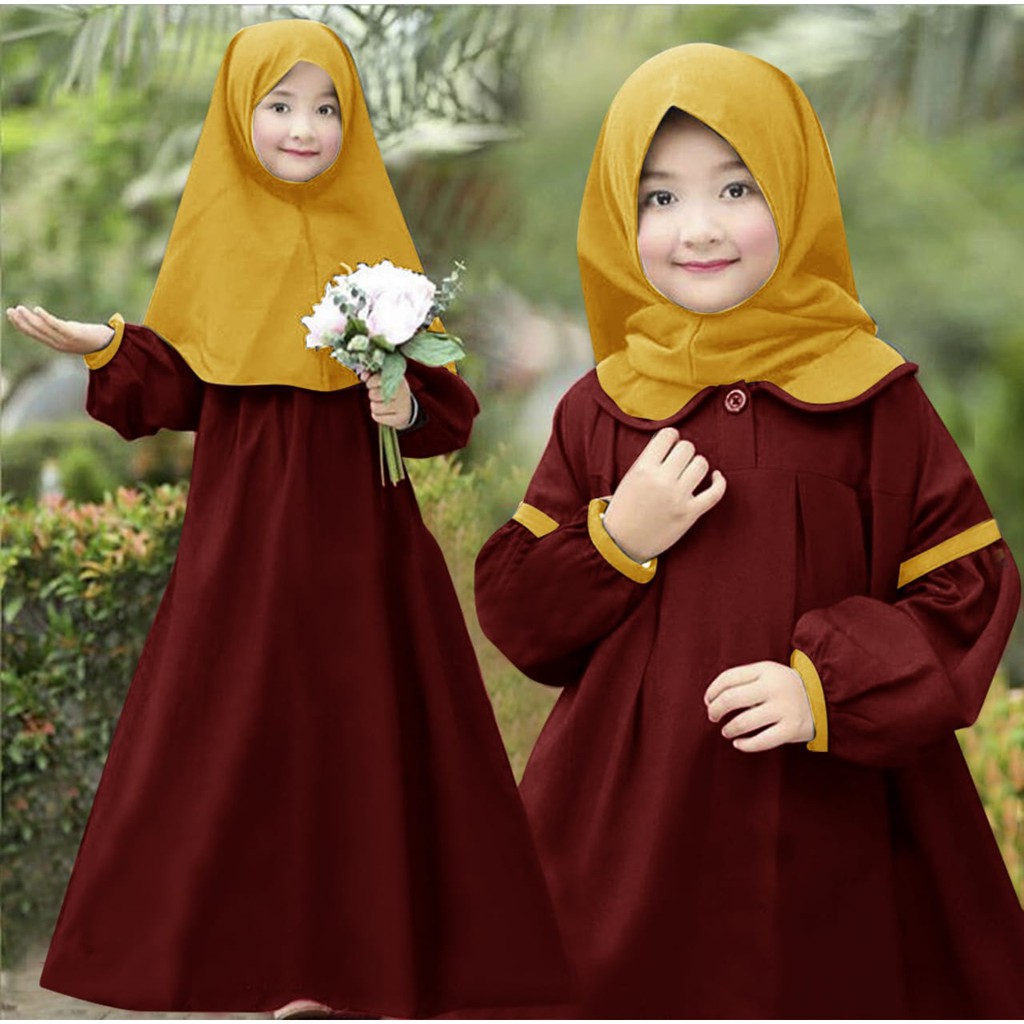 HOPYLOVY - Pakaian Muslim Anak Gamis Babydoll Kids