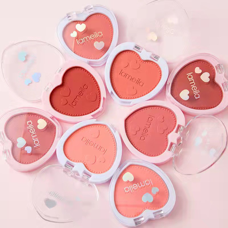 (COD) ada box buat hadiah Blush natural pressed blusher 4  warna dengan kuas import