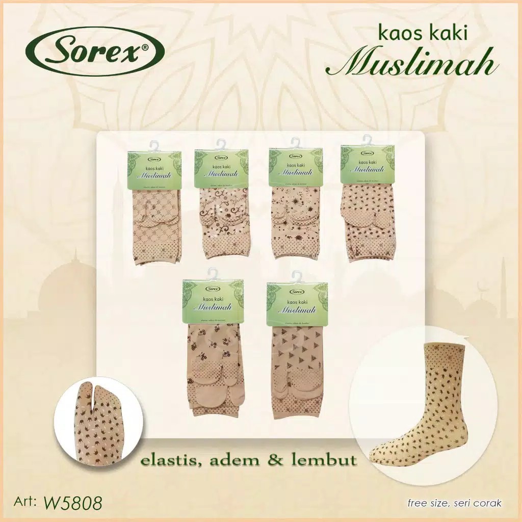 KAOS KAKI wanita MUSLIMAH Model JEMPOL MEDIUM CORAK SOREX W 5808 - Kaos Kaki  Muslimah w5808 women sock for muslimah