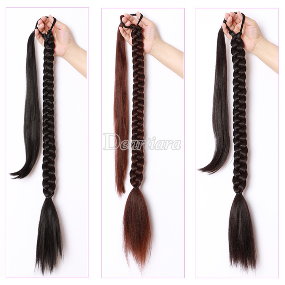 1 PC Wig Rambut Ekstensi Ponytail Model Kepang Bahan Sintetis Untuk Wanita