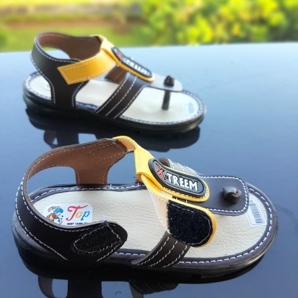 TOKOERS SDL10 Sepatu Sandal Kulit Sintetis Tali Perepet Anak Laki Laki Umur 1 2 3 4 5 6 tahun
