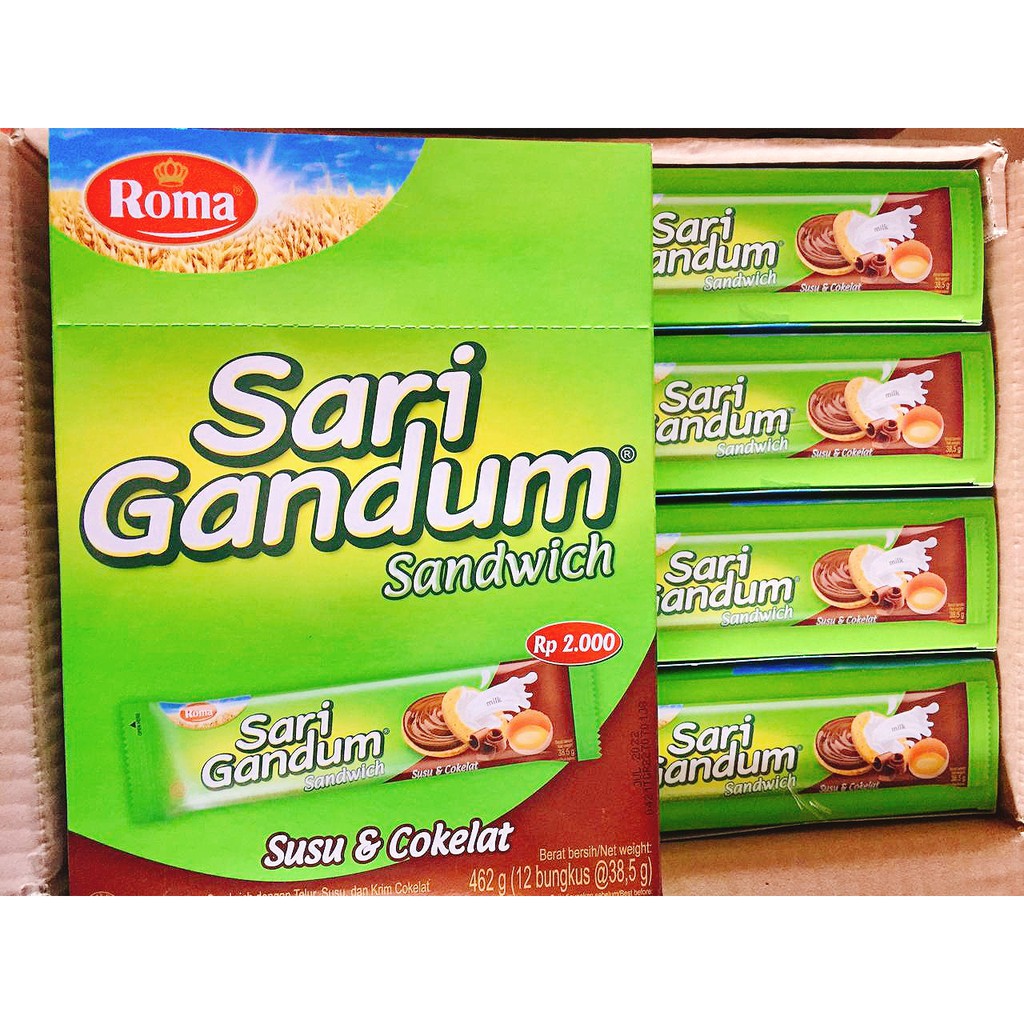 Biskuit Roma Sari Gandum Susu &amp; Cokelat I Per Box (12 bungkus)