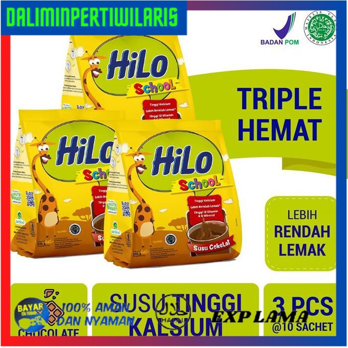 

( BISA COD ) HiLo School Chocolate Gusset 350 gr 10's x 3 pcs BERGARANSI [Kode 1|Kode 2|Kode 3|Kode