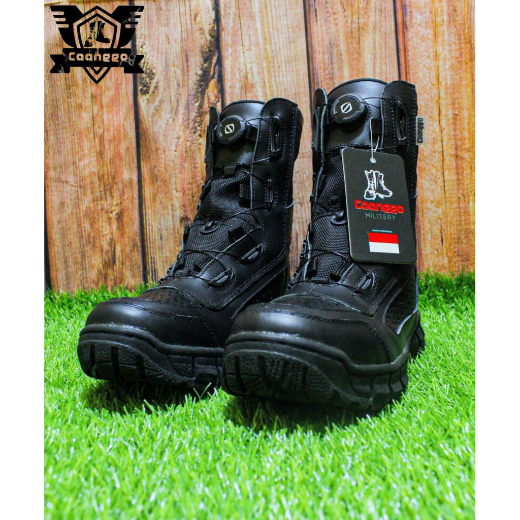 SEPATU PDL TALI PUTAR BOA REPLIKA KULIT ASLI MEREK CAANGGO MILITERY
